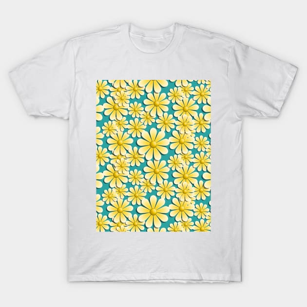 Daisy Flowers Splash T-Shirt by Designoholic